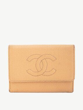 Chanel Tan Caviar Leather CC Card Holder